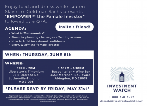 Women Wine and Wealth Event details for investment watch